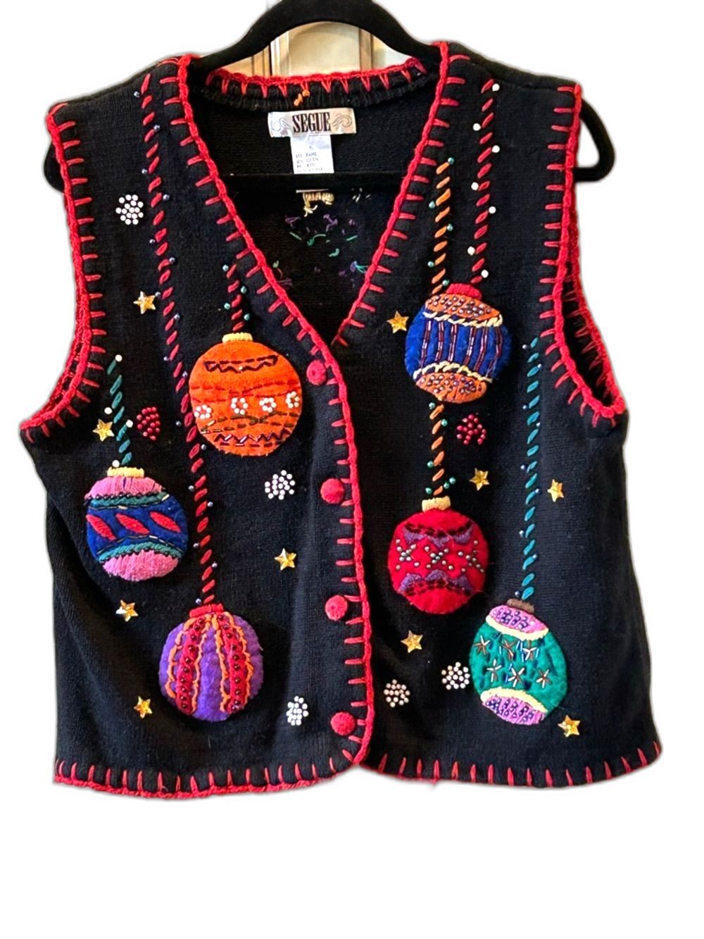 Segue Vintage Holiday Ornament Vest - Size XL